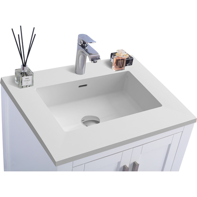 Laviva Wilson 24 inch White Bathroom Vanity with Matte White VIVA Stone Solid Surface Countertop, 685757782265, 313ANG-24W-MW
