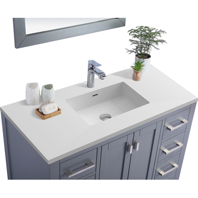 Laviva Wilson 42 inch Grey Bathroom Vanity with Matte White VIVA Stone Solid Surface Countertop, 685757782364, 313ANG-42G-MW