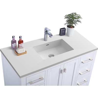 Laviva Wilson 42 inch White Bathroom Vanity with Matte White VIVA Stone Solid Surface Countertop, 685757784184, 313ANG-42W-MW
