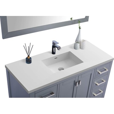 Laviva Wilson 48 inch Grey Bathroom Vanity with Matte White VIVA Stone Solid Surface Countertop, 685757782388, 313ANG-48G-MW