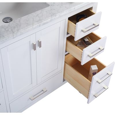 Laviva Wilson 48 inch White Bathroom Vanity with Matte White VIVA Stone Solid Surface Countertop, 685757782401, 313ANG-48W-MW