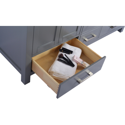 Laviva Wilson 60 inch Grey Double Sink Bathroom Vanity with Matte White VIVA Stone Solid Surface Countertop, 685757782425, 313ANG-60G-MW