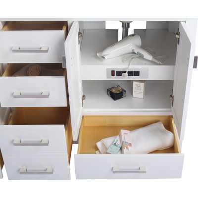 Laviva Wilson 60 inch White Double Sink Bathroom Vanity with Matte White VIVA Stone Solid Surface Countertop, 685757782449, 313ANG-60W-MW