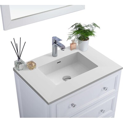 Laviva Luna 30 inch White Bathroom Vanity with Matte White VIVA Stone Solid Surface Countertop, 685757781923, 313DVN-30W-MW