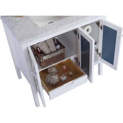 Laviva Mediterraneo 36 inch White Bathroom Vanity with Matte White VIVA Stone Solid Surface Countertop, 685757782012, 313MKSH-36W-MW