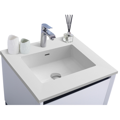 Laviva Alto 24 inch White Bathroom Vanity with Matte White VIVA Stone Solid Surface Countertop, 685757781695, 313SMR-24W-MW