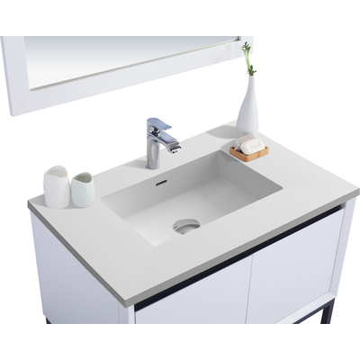 Laviva Alto 36 inch White Bathroom Vanity with Matte White VIVA Stone Solid Surface Countertop, 685757781886, 313SMR-36W-MW