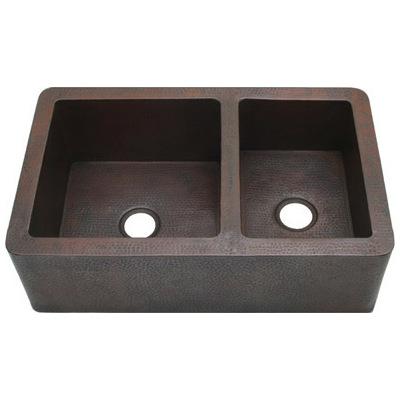 sierra copper Double Bowl Sinks, Metal,STAINLESS STEEL,Gunmetal,Bronze,Nickel,Copper,Titanium,Tempered,Hammered,Brass, Apron,Drop-In,Farmhouse, Complete Vanity Sets, SC-HF64-36,Less than 19.99 Long,Less than 14.99 Wide