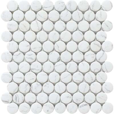 Soci tile SSA-1242 Timeless Series Large Penny Carrara Matte Mosaic Tile