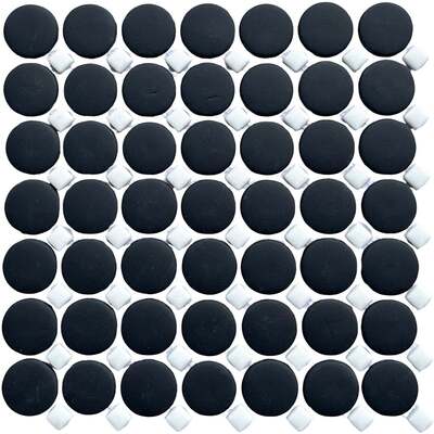 Soci tile SSA-1246 Timeless Series Black Penny with White Dot Matte Mosaic Tile