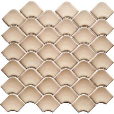 Soci tile SSA-1253 Contemporary Series Fan Taupe Matte Mosaic Tile