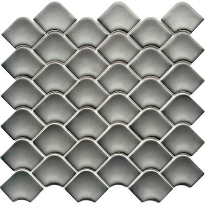 Soci tile SSA-1257 Contemporary Series Fan Ash Matte Mosaic Tile
