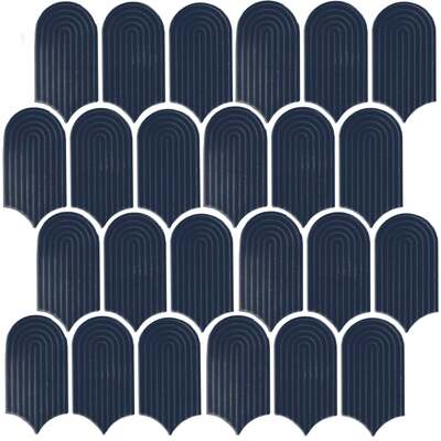 Soci tile SSA-1265 Inspiration Series Elongated Fan Blue Matte Mosaic Tile