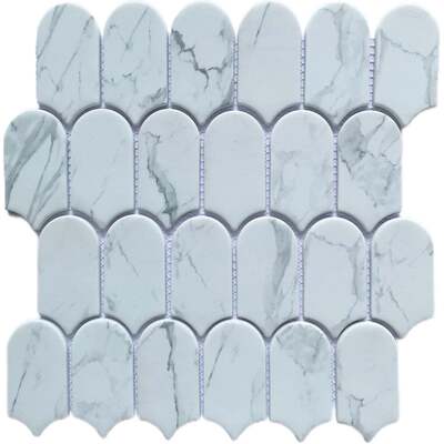 Soci tile SSA-1268 Inspiration Series Elongated Fan Carrara Matte Mosaic Tile