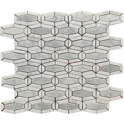Soci tile SSH-404 Classic Series Diamond Pattern Carrara Polished Mosaic Tile