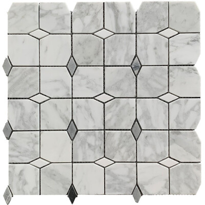 Soci tile SSH-405 Classic Series Octagon Pattern Carrara Polished Mosaic Tile