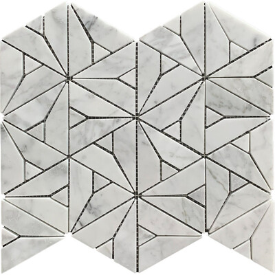 Soci tile SSH-407 Classic Series Triangle Pattern Carrara Polished Mosaic Tile