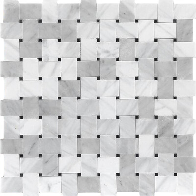 Soci tile SSH-408 Classic Series Large Basketweave Carrara Polished Mosaic Tile
