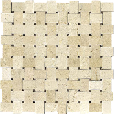 Soci tile SSH-409 Classic Series Large Basketweave Crema Marfil Polished Mosaic Tile