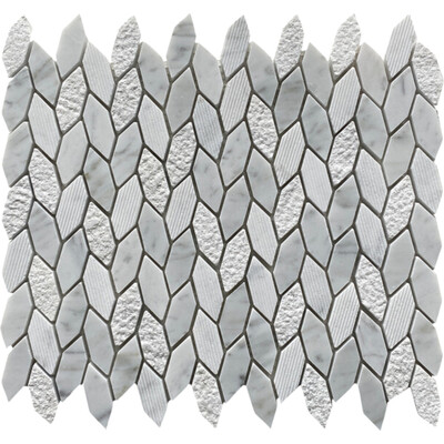 Soci tile SSH-414 Classic Series Textured Leaf Carrara Matte Mosaic Tile