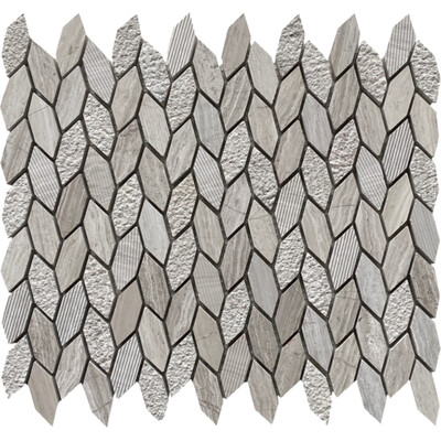 Soci tile SSH-415 Classic Series Textured Leaf Wooden White Matte Mosaic Tile
