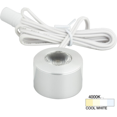 Task Lighting 105 Lumens/Fixture 12-volt Accent Output Mini Round Series Puck Light, Single-White, Brushed Aluminum, Cool White 4000K, 840002501125, L-MR-CL-1BA-40