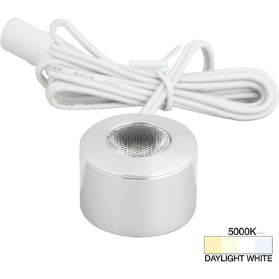 Task Lighting 105 Lumens/Fixture 12-volt Accent Output Mini Round Series Puck Light, Single-White, Brushed Aluminum, Daylight White 5000K, 840002501132, L-MR-CL-1BA-50