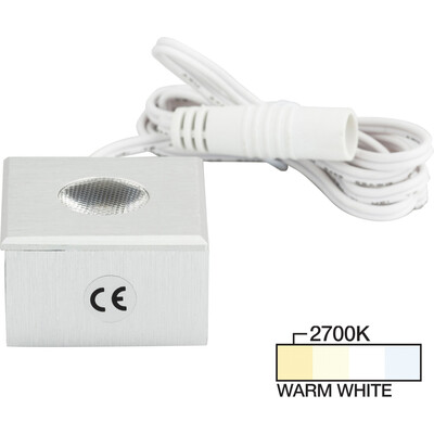 Task Lighting 105 Lumens/Fixture 12-volt Accent Output Mini Square Series Puck Light, Single-White, Brushed Aluminum, Warm White 2700K, 840002501088, L-MS-CL-1BA-27