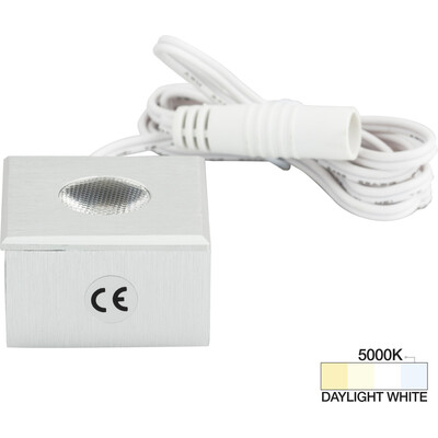 Task Lighting 105 Lumens/Fixture 12-volt Accent Output Mini Square Series Puck Light, Single-White, Brushed Aluminum, Daylight White 5000K, 840002501101, L-MS-CL-1BA-50