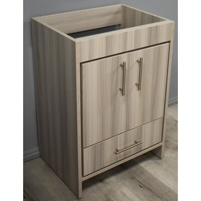 Pacific 24 inch Modern Bathroom Vanity in Ash Grey with Stainless Steel Round Hollow Hardware Cabinet Only MTD-3124AG-0 Made in USA