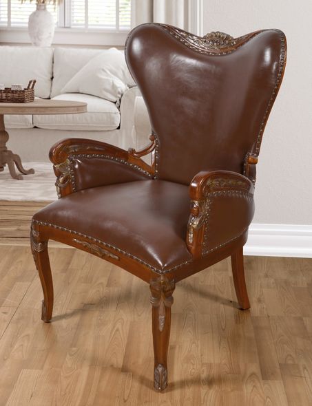  AFD Seating Chairs Vintage Estate Mahogany, Brown Leather