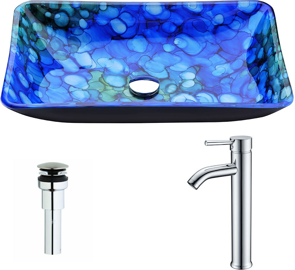 Anzzi Sinks Sink and Faucet Combos for Bath Blue