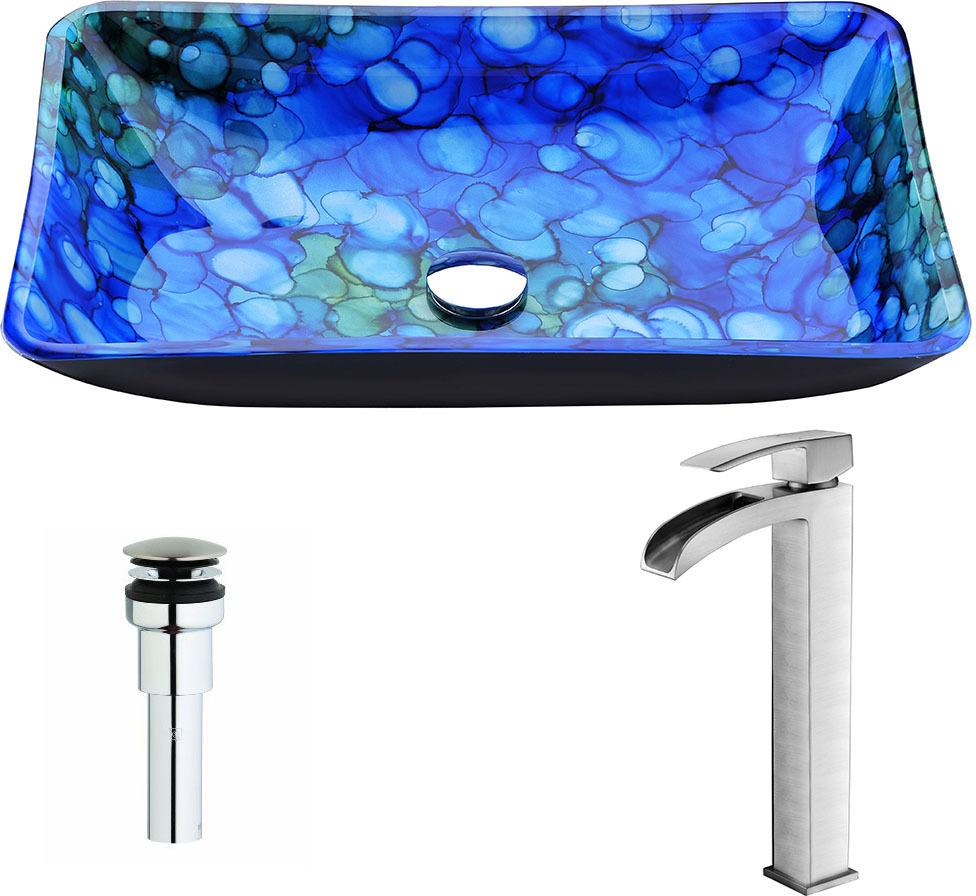 Anzzi Sinks Sink and Faucet Combos for Bath Blue