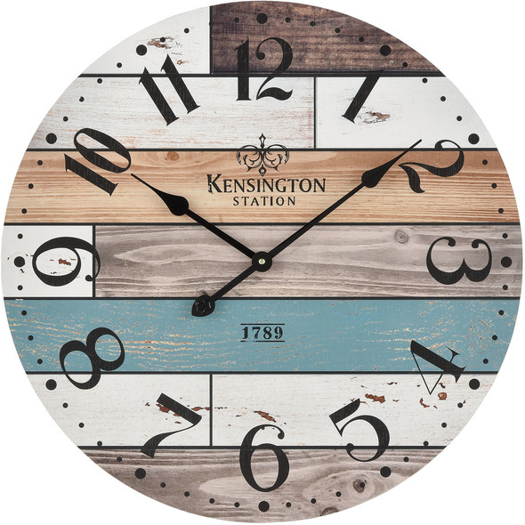 ELK Home Clock Clocks Natural Wood, Blue, White Transitional