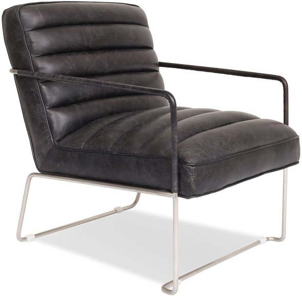 Edloe Finch Lounge Chair Chairs Leather Color: Slate Modern
