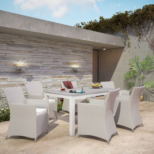Modway Furniture Bar and Dining Outdoor Dining Sets Gray White