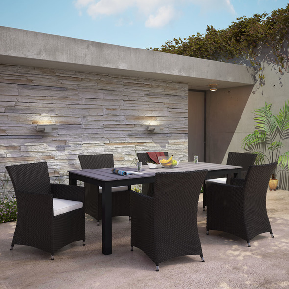 Modway Furniture Bar and Dining Outdoor Dining Sets Brown White