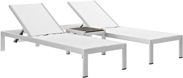 Modway Furniture Daybeds and Lounges Outdoor Lounge and Lounge Sets Silver White