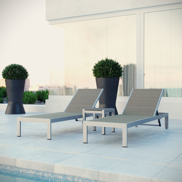 Modway Furniture Daybeds and Lounges Outdoor Lounge and Lounge Sets Silver Gray
