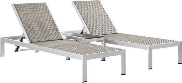 Modway Furniture Daybeds and Lounges Outdoor Lounge and Lounge Sets Silver Gray