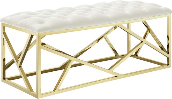 Modway Furniture Benches and Stools Ottomans and Benches Gold Ivory