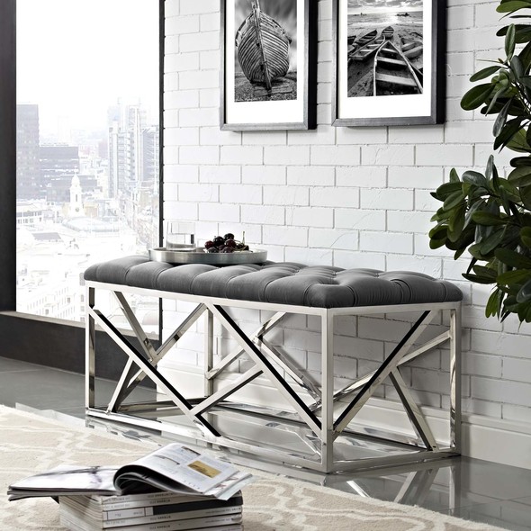  Modway Furniture Benches and Stools Ottomans and Benches Silver Gray
