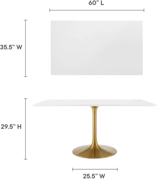  Modway Furniture Bar and Dining Tables Dining Room Tables Gold White