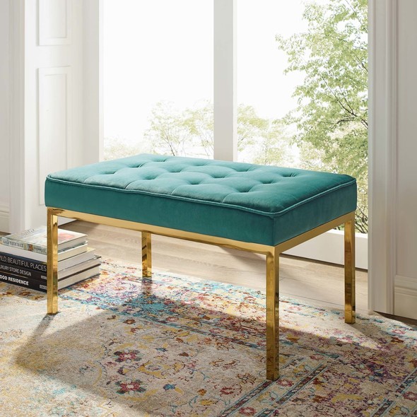 Modway Furniture Benches and Stools Ottomans and Benches Gold Teal