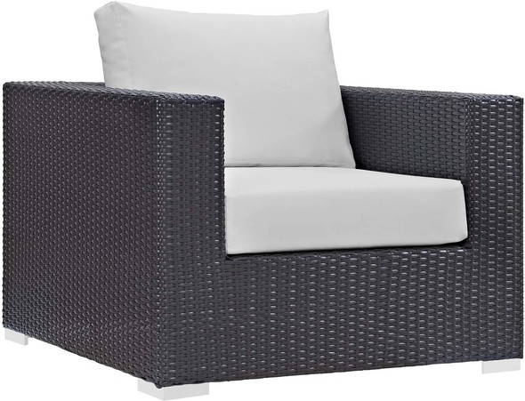 Modway Furniture Sofa Sectionals Outdoor Lounge and Lounge Sets Espresso White