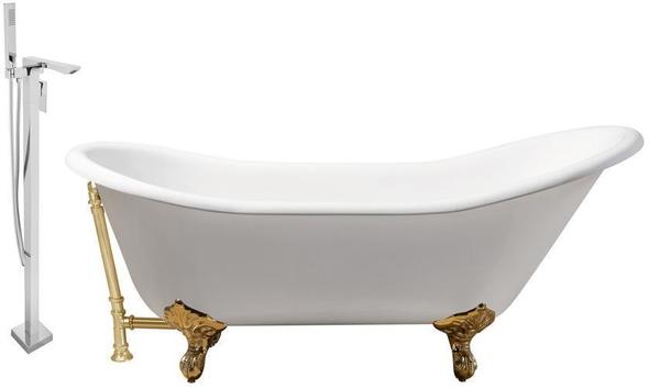  Streamline Bath Set of Bathroom Tub and Faucet Free Standing Bath Tubs White Soaking Clawfoot Tub