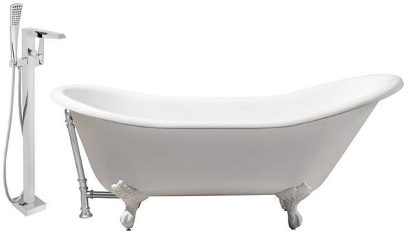 Streamline Bath Set of Bathroom Tub and Faucet Free Standing Bath Tubs White Soaking Clawfoot Tub