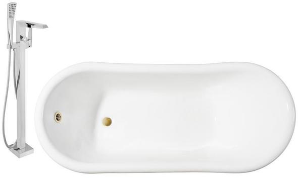  Streamline Bath Set of Bathroom Tub and Faucet Free Standing Bath Tubs White Soaking Clawfoot Tub