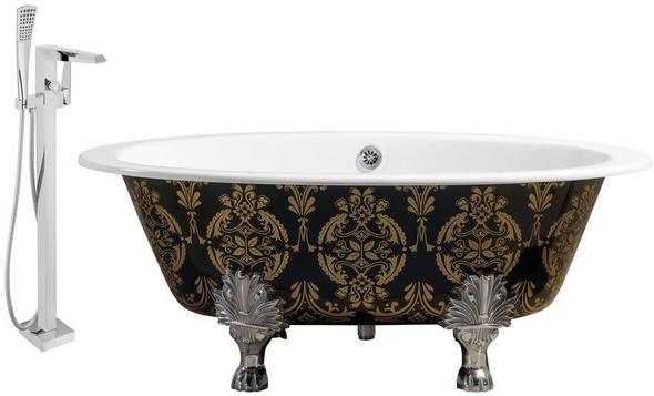 Streamline Bath Set of Bathroom Tub and Faucet Free Standing Bath Tubs Green, Gold Soaking Clawfoot Tub