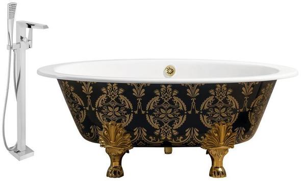  Streamline Bath Set of Bathroom Tub and Faucet Free Standing Bath Tubs Green, Gold Soaking Clawfoot Tub
